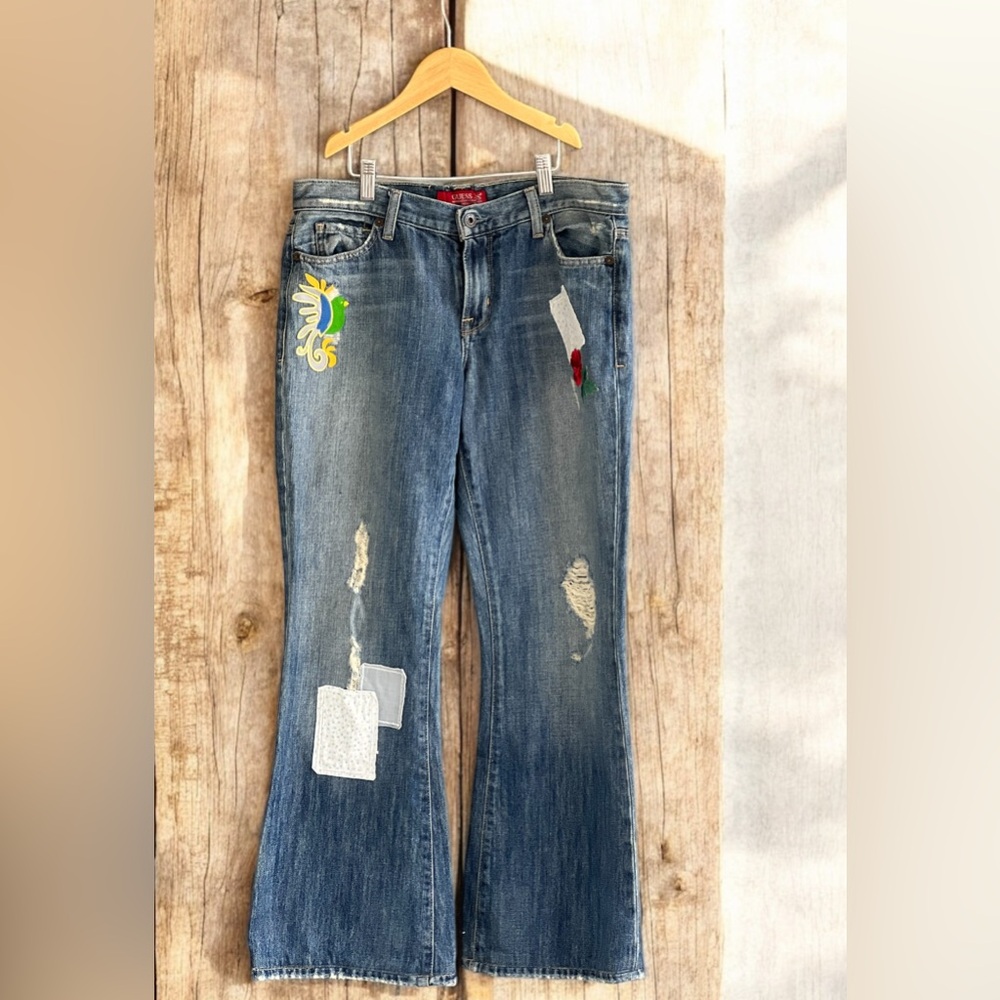 Guess Vintage Y2K Distressed patches Jeans